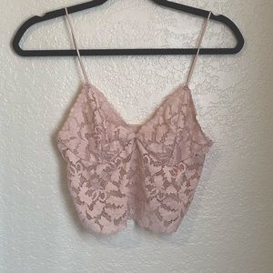 FOREVER21 Soft Pink Lace Crop Top